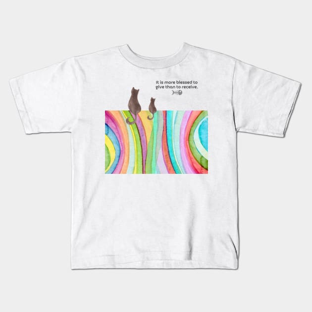 Cute Kawaii Cat  Acts 20:35 Kids T-Shirt by Mission Bear